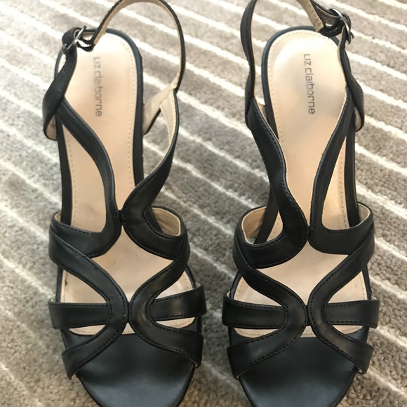 Liz Claiborne Chic Strappy Black Platform Wedge - Picture 2 of 7